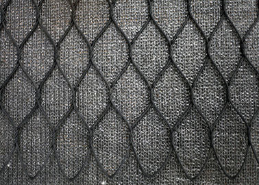 Black Oxide Hand Woven Wire Rope Mesh , Stainless Steel Diamond Wire Mesh Fencing