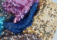 Decorative Shiny Metal Sequin Fabric , Metal Mesh Fabric For Clothing