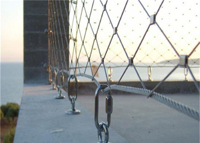 316 Stainless Steel Wire Rope Mesh Net , Diamond Shape Metal Rope Mesh